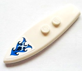 Lego Minifigure, Utensil Surfboard Standard with Black and Blue Waves and White Letter 'X' Pattern (Sticker) - Set 60011