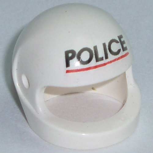 Lego Helmet, Standard with 'POLICE' and Red Line Print / White