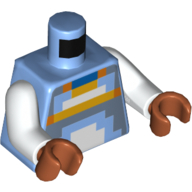 Lego Torso Pixelated Yellow / Blue / White Shirt Print, White Arms, Dark Orange Hands / Medium Blue