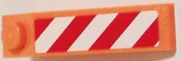Slope 18 4 x 1 with Red and White Danger Stripes Pattern Model Right Side (Sticker) - Set 60083
