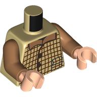 Lego Torso, Reddish Brown Checkered Shirt, Medium Nougat Collar print, Medium Nougat Arms, Light Nougat Hands / Tan