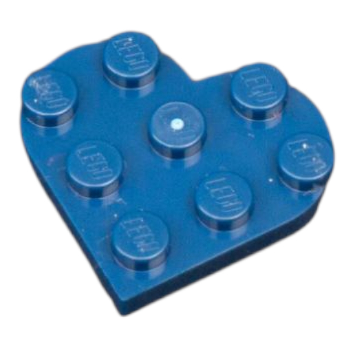 Lego Plate Angled 3 x 3 with Heart Shape / Dark Blue