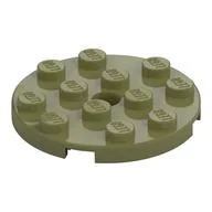 Plate Round 4 x 4 with Pin Hole / Olive Green