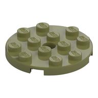 Lego Plate Round 4 x 4 with Pin Hole / Olive Green