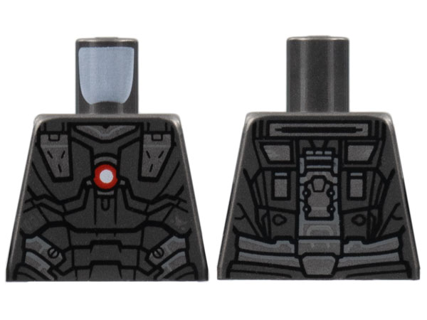 Lego Torso Armor, Silver Trim, Red and White Circle Arc Reactor Pattern
