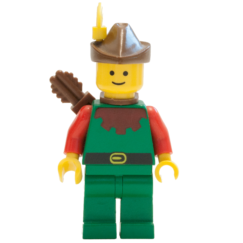 Lego Forestman Archer (Forestmen) - Red, Brown Hat, Yellow Plume