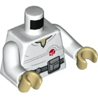 Torso, Tunic, with Red Circle, Tan Neck, Dark Bluish Gray Belt with Device Print, White Arms, Tan Hands / White