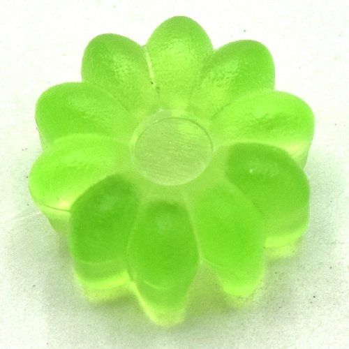 Lego Clikits Icon, Flower 2 x 2 Small, 10 Petals with Hole [Frosted] / Trans-Light Bright Green