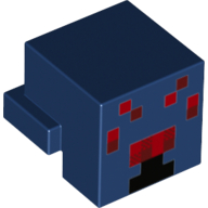 Lego Minifig Head Special, Cube with Rear Ledge, Pixelated Red and Black Face Print (Spider) / Dark Blue