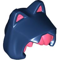 Lego Hood with Cat Ears, Coral Hair Pattern / Dark Blue