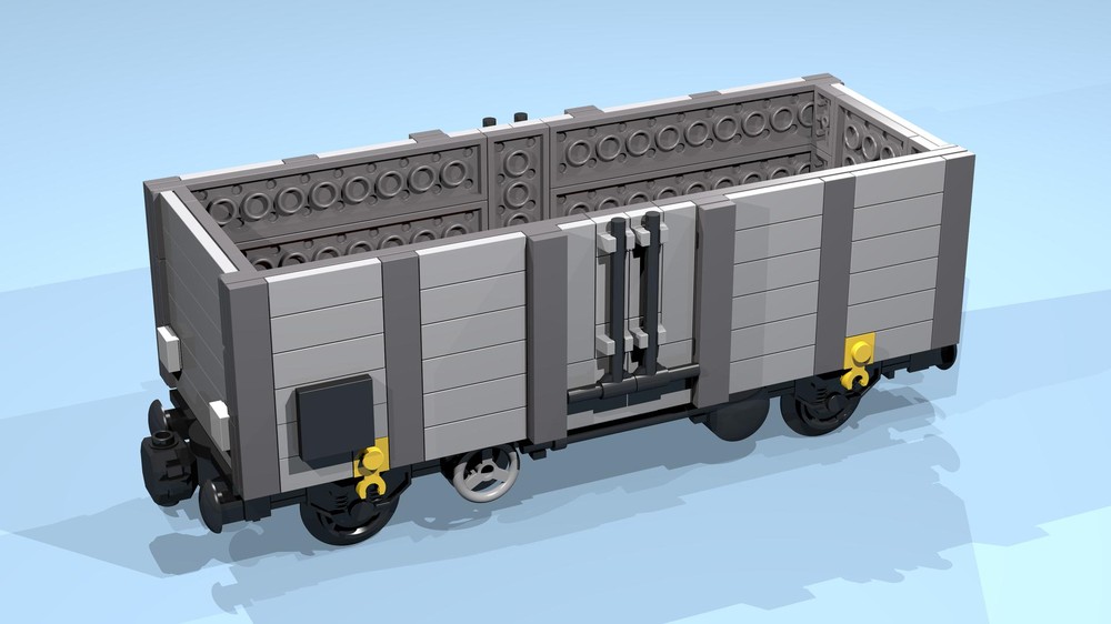 Lego 4-Wheel Open Wagon (SNOT, gray, 6 studs high, 8 studs wide)