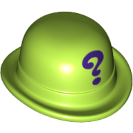 Lego Hat, Bowler with Purple Question Mark '?' print