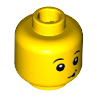 Lego Minifig Head Penguin Boy, Raised Eyebrows, White Pupils, Lopsided Smile with Black Tongue Out Print / Yellow