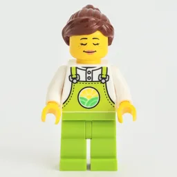 Farmer, Lime Overalls, Reddish Brown Ponytail