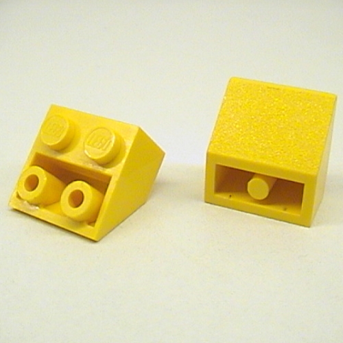 Lego Brick Sloped Inverted 45° 2 x 2 [Round Bottom Pin] / Yellow