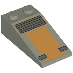 Brick Sloped 18° 4 x 2 with Orange and Grey Rectangles Print / Light Gray