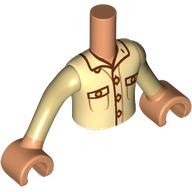 Lego Minidoll Torso Boy with Shirt, Reddish Brown Buttons, Pockets print, Nougat Arms and Hands / Nougat