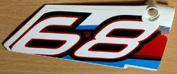 Technic, Panel Fairing #18 Large Smooth, Side B with '68' and Red, Black and Blue Lines Pattern (Sticker) - Set 42077