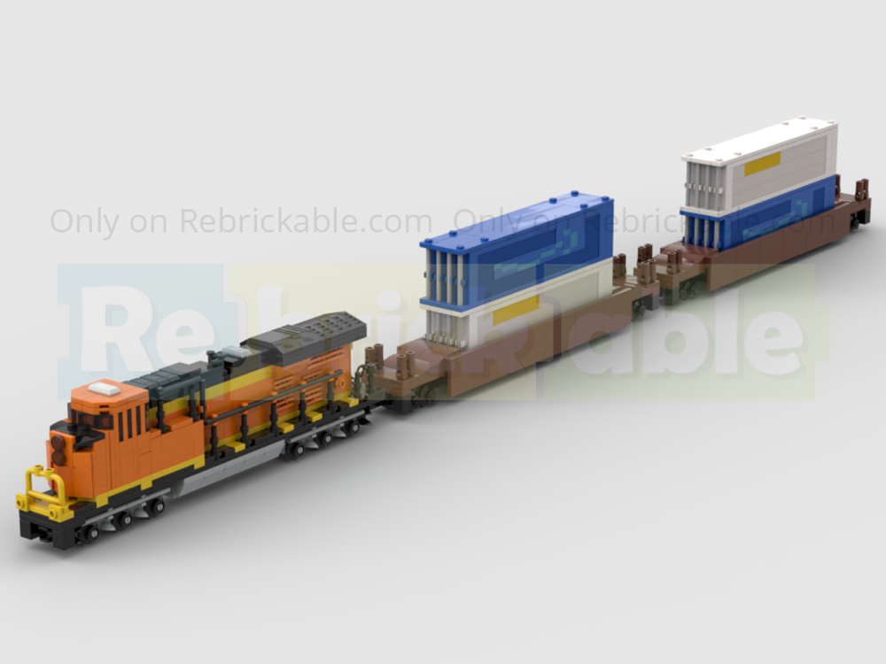 Lego 4-Wide BNSF Container Freight Train Pack - Diesel Locomotive & Two Container Wagons