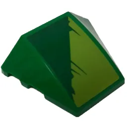 Wedge 4 x 3 Triple Curved No Studs with Lime and Green Triangles with Scratch Marks Pattern Model Right Side (Sticker) - Set 70641