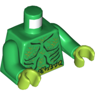 Lego Torso Muscles Outline with Swamp Plants and Scales Print, Green Arms, Lime Hands / Green