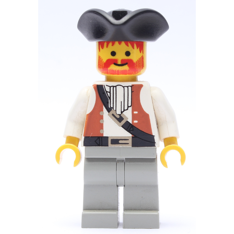 Lego Pirate - Brown Vest, Light Gray Legs, Black Tricorne
