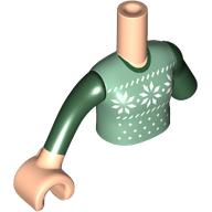 Lego Minidoll Torso with Left Limb Reduction with Sand Green/Dark Green Christmas Sweater, Light Nougat Arms and Hand / Light Nougat