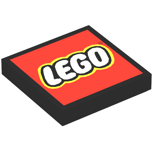 Lego Tile 2 x 2 with LEGO Logo Type 2 Print / Black