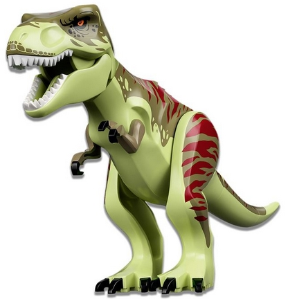 Lego Dinosaur Tyrannosaurus rex with Olive Green Back and Dark Red Markings