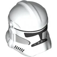 Helmet Clone Trooper Phase 2, Closed Front, Holes for Visor, Light Bluish Gray Sides Print / White