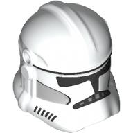 Lego Helmet Clone Trooper Phase 2, Closed Front, Holes for Visor, Light Bluish Gray Sides Print / White