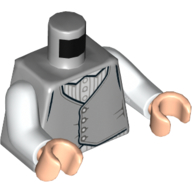 Lego Torso Vest and White Shirt with Pinstripes Print, White Arms, Light Nougat Hands / Light Bluish Gray