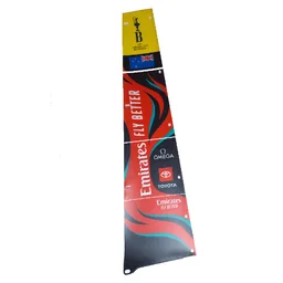 Sail, Triangular, Black with '37th America's Cup Barcelona', 'Emirates FLY BETTER', 'OMEGA', 'TOYOTA', New Zealand Flag and Red and Dark Turquoise Waves Right Print / [No Color/Any Color]