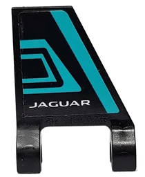 Flag 2 x 2 Trapezoid with Flat Edge with Medium Azure Stripes and White 'JAGUAR' Pattern Model Left Side (Sticker) - Set 76898