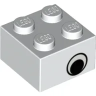 Brick 2 x 2 with Eye with White Print on Two Sides, Offset / White