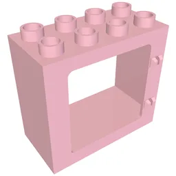 Duplo Door / Window Frame Flat Front Surface, Completely Open Back / Bright Pink