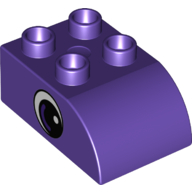 Lego Duplo Brick 2 x 3 with Curved Top and Eye Print on Both Sides / Dark Purple