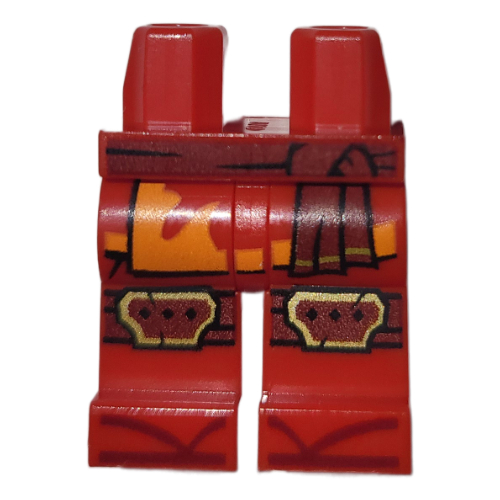 Lego Hips and Red Legs with Dark Red Sash, Knee Pads, Robe Ends, Orange Trim print / Red