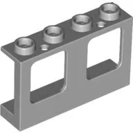 Window 1 x 4 x 2 Plane, Hollow Studs, Single Hole Top and Bottom for Glass / Light Bluish Gray