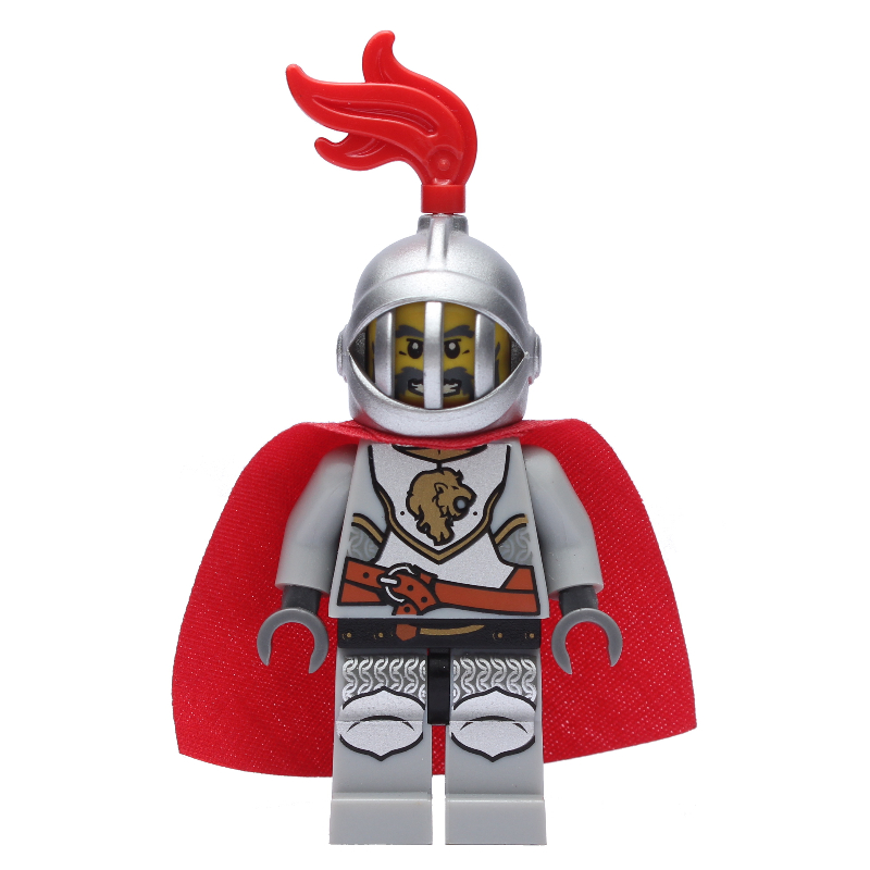 Lego Lion Knight, Helmet with Grille and Red Plume, Cape