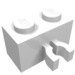 Brick Special 1 x 2 with Vertical Clip [Thick U Clip] / White