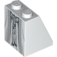 Lego Brick Sloped 65° 2 x 2 x 2 with Bottom Tube with Robe with Ornate Silver Fabric, Belt and Tassels Print [10237] / White