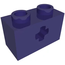 Technic Brick 1 x 2 with Axle Hole Type 2 [X Opening] / Dark Purple