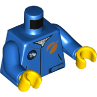 Lego Torso Jacket, Zipper, Mars Exploration Logo Print, Blue Arms, Yellow Hands / Blue