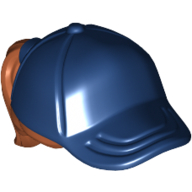 Lego Hair and Hat / Cap, Ponytail Dark Orange Print / Dark Blue