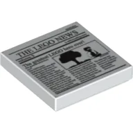 Tile 2 x 2 with Newspaper 'THE LEGO NEWS volume 3' Print / White