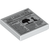 Lego Tile 2 x 2 with Newspaper 'THE LEGO NEWS volume 3' Print