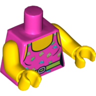 Lego Torso Tank Top with Colorful Decorations Print (Eighties Style Gym Clothes), Yellow Arms and Hands / Dark Pink