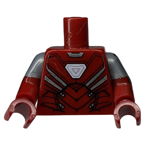 Lego Torso, Dual Molded Arms, Armor, Arc Reactor print (Silver Centurion), Flat Silver Sleeves Pattern, Dark Red Arms and Hands / Dark Red