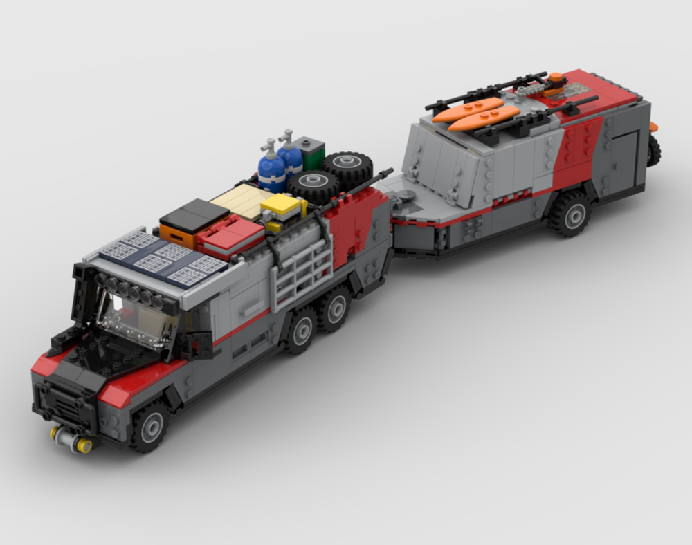 Lego 6 x 6 Land Rover and off road trailer